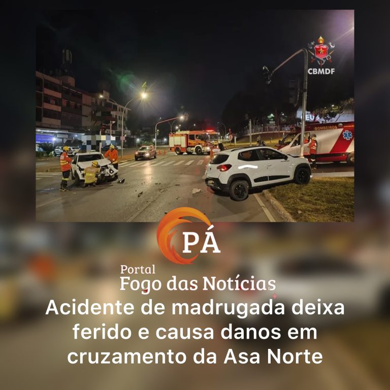 PÁ Portal das Notícias | Batida entre dois carros deixa ferido e derruba semáforo na Asa Norte